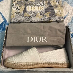 Dior White Espadrille Shoes with Jute Sole